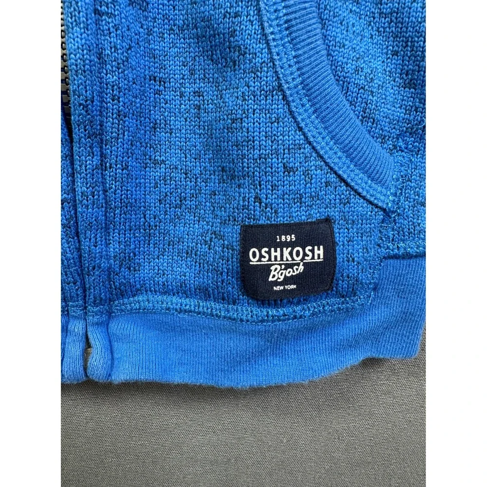 OshKosh Bgosh Boys Blue Marled Knit Full Zip Hoodie Sweater Jacket 3T